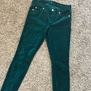 7 for all Mankind Green Velvet Pants